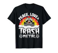 Peace Love & Trash Metal Procione Bambini Punk Metallo Arcobaleno Maglietta