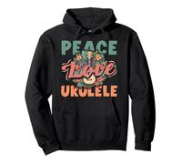 Peace Love Ukulele Hippie, Lettore Musicale Hawaiano retrò Felpa con Cappuccio