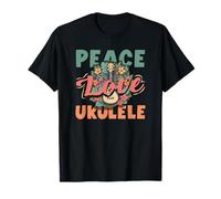 Peace Love Ukulele Hippie, Lettore Musicale Hawaiano retrò Maglietta