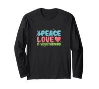 Peace Love & Vegetariani Colorato Veggie Art Maglia a Manica