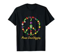 Peace Love Veggies - Vegano, Vegetariano, Animali, No alla Guerra Maglietta