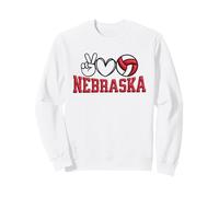 Peace Love Volleyball Bold Nebraska Felpa