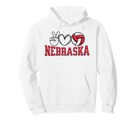 Peace Love Volleyball Bold Nebraska Felpa con Cappuccio