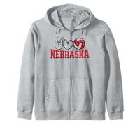Peace Love Volleyball Bold Nebraska Felpa con Cappuccio
