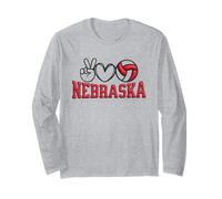 Peace Love Volleyball Bold Nebraska Maglia a Manica