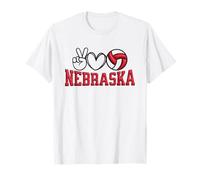 Peace Love Volleyball Bold Nebraska Maglietta
