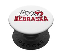 Peace Love Volleyball Bold Nebraska PopSockets PopGrip Adesivo
