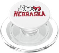 Peace Love Volleyball Bold Nebraska PopSockets PopGrip per MagSafe