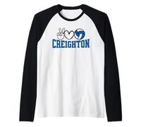 Peace Love Volleyball - Creighton Women Teen Girls Tween Maglia con Maniche Raglan