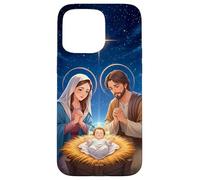 Peace on Earth Modern Anime Nativity Scene Art Custodia per iPhone 15 Pro Max