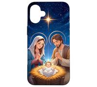 Peace on Earth Modern Anime Nativity Scene Art Custodia per iPhone 16 Plus