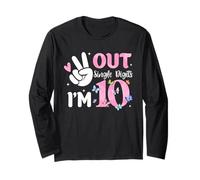 Peace out Single Digits I'm 10 Ragazza del decimo Compleanno di Un Anno Maglia a Manica