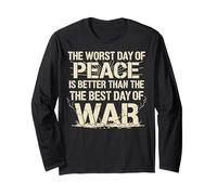 Peace Over War Citazione Bold Cracked Text Design Maglia a Manica
