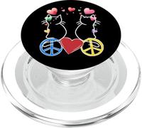 Peace Peacesymbol gatto cuore cuore retrò donna anni '60 PopSockets PopGrip per MagSafe