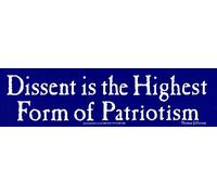 Peace Resource Project Dissent is the greatest Form of Patriottism - Thomas Jefferson - Adesivo per paraurti, dimensioni: 22,9 x 2,5 cm