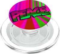 Peace Retro Groovy Colorful Stripe Tipografia Grafica PopSockets PopGrip per MagSafe