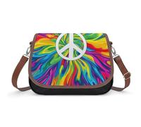 Peace Sign, borsa a tracolla da donna in pelle tie-dye