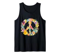 Peace Sign World Love Flowers Hippie Groovy Vibes colorato Canotta
