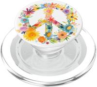 Peace Sign World Love Flowers Hippie Groovy Vibes colorato PopSockets PopGrip per MagSafe