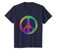 Peace Symbol Love Hippie Costume Anni '60 70 Peace Maglietta, Bambini, Navy, 4 Anni