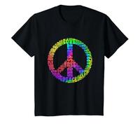 Peace Symbol Love Hippie Costume Anni '60 70 Peace Maglietta, Bambini, Nero, 3 Anni