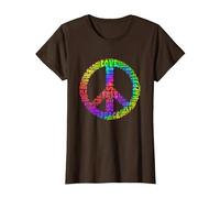 Peace Symbol Love Hippie Costume Anni '60 70 Peace Maglietta, Donna, Marrone, S
