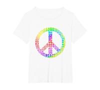 Peace Symbol Love Hippie Costume Anni '60 70 Peace Maglietta, Donna Plus-Size, Bianco, 2X