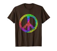 Peace Symbol Love Hippie Costume Anni '60 70 Peace Maglietta, Uomo, Marrone, L