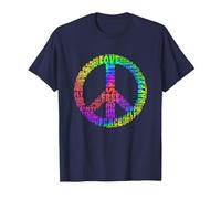 Peace Symbol Love Hippie Costume Anni '60 70 Peace Maglietta, Uomo, Navy, L