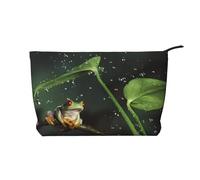 Peace Tree Frog Chiusura Cerniera Corduroy Makeup Bag Organizer multifunzionale 22x7x17cm per Viaggi Campeggio Vacanze Fitness, Nero , Taglia unica