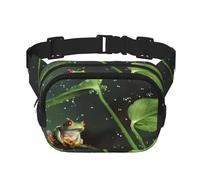 Peace Tree Frog - Marsupio unisex regolabile a doppio strato, per attività all'aperto, viaggi, corsa, escursionismo, Nero , Taglia unica