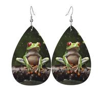 Peace Tree Frog Orecchini In Pelle Stampato Pendenti Moda Orecchini Per Donne Tutti I Giorni
