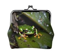 Peace Tree Frog piccoli portafogli da donna, portamonete da donna, piccolo portafoglio da donna, con cerniera e blocco bacio, nero, Taglia unica, Art Deco