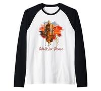 Peace Walking Monks And Aloka Dog Walk for Peace Maglia con Maniche Raglan