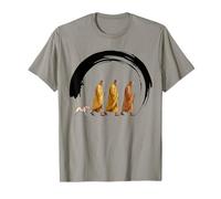 Peace Walking Monks Minimalist Zen Art Design Maglietta