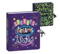 Peaceable Kingdom Secrets Dreams and Wishes Glow in the Dark Diario con pagine a righe, 6,25"""" e chiave, per bambini
