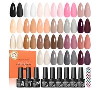 PEACECOLOR 25PCS Set Smalto UV & Base Coat Lucido Opaco Top Coat | 22 Colori Smalti Semipermanenti per Unghie Smalto Gel Bianco Rosa Nude Marrone Viola con Base Top Coat Unghie DIY per Donne
