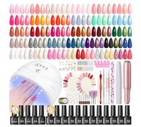 PEACECOLOR 65pz Kit Semipermanente Unghie Completo, 35 Colori Smalto Semipermanente Unghie Nudo Rosa Arancia Bianco Gel con Lampada e Fresa per Unghie e gli Strumenti per Manicure Salon DIY