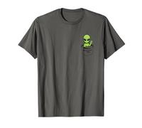 Peaceful Alien in Denim Pocket Minimalist Space Maglietta