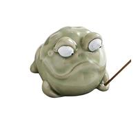 Peaceful Amphibian Burner, Decorative Tea House Accessory, Leaf Base with Ash Catcher, Weatherproof Ceramic Incense Tray, Style with Moss Green Finish, Serene Gift for Study Sanctuaries