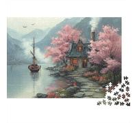 Peaceful Lake Cabin Puzzle Classico 1000 Pezzi Cartone Resistente Per Adulti & Bambini 12+, Sfida Difficile, Antistress & Decorazione Murale, Relax Definitivo 52x38cm/1000pcs