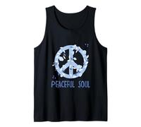 Peaceful Soul Blue Floral Peace Sign Vintage Aesthetic Soft Canotta