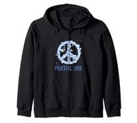 Peaceful Soul Blue Floral Peace Sign Vintage Aesthetic Soft Felpa con Cappuccio