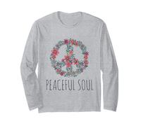 Peaceful Soul Nature Inspired Aesthetic Graphic Floral Sign Maglia a Manica