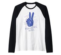Peaceful Soul Peace Hand Retro Style Positive Vibe Graphic Maglia con Maniche Raglan