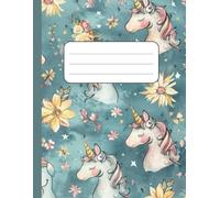 Peaceful Unicorn Meadow - Blue Floral Composition Notebook: Lined Notebook for Girls - 110 Pages, 8.5 x 11 in, Soft Blue Cover with Sleeping ... Bright Yellow Flowers - Magical & Calm Design