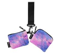 Peach and Blue Dreamland - Portamonete da donna, sottile, piatto, con tasca portamonete con cerniera, per uso quotidiano, confezione da 2, Paese dei sogni pesca e blu, 1 size, Casual