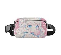 Peach Baby Anime Girl Fashion Marsupio per donne uomini adolescenti grande capacità borsa a tracolla antifurto con cinghia regolabile per allenamento, corsa, escursionismo