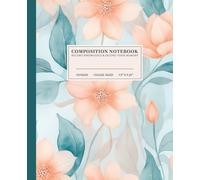 Peach Blossom Field Composition Notebook | Serene College-Ruled Notebook: Watercolor Painting of Delicate Flowers on Light Blue Background | 110 Pages ... | Perfect for School, Work, or Personal Use
