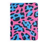 Peach Blue Animal Leopard Print Fur Leather portafoglio da viaggio da donna porta passaporto per viaggi documenti di viaggio organizer protezione passaporto copertura con blocco RFID per le donne